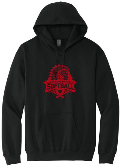 Picture of Mad River M.S. Softball - Youth & Adult/Unisex - Softstyle Midweight Pullover Hooded Sweatshirt by Gildan SF500 - Black or Sports Grey