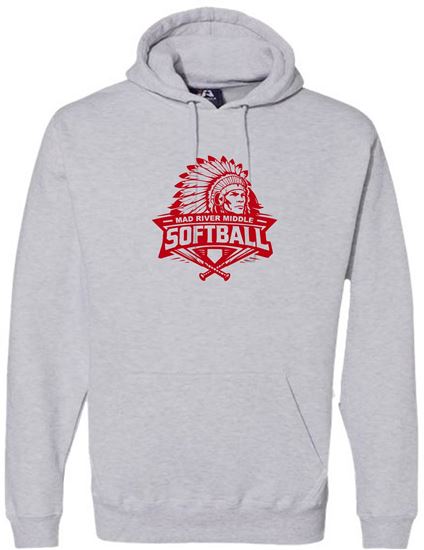 Picture of Mad River M.S. Softball - Adult/Unisex - Premium Hooded Sweatshirt by J. America 8824 - Black or Sports Grey