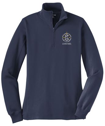 Picture of NEW!! Our Lady of Light - Ladies - 1/4 Zip Sweatshirt by Sports Tek LST253 - Navy or Vintage Heather