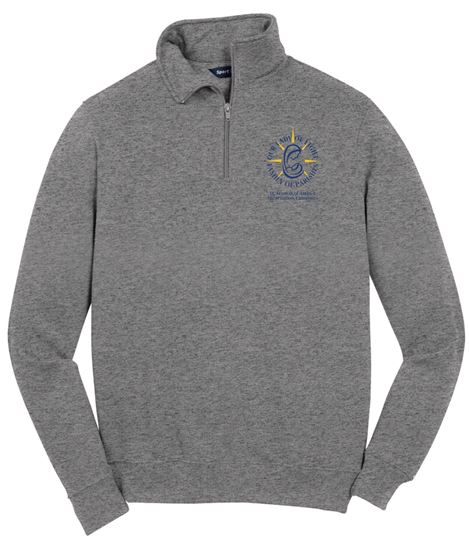 Picture of Our Lady of Light  - Adult/Unisex - 1/4 Zip Sweatshirt by Sport Tek ST253 - Navy or Vintage Heather