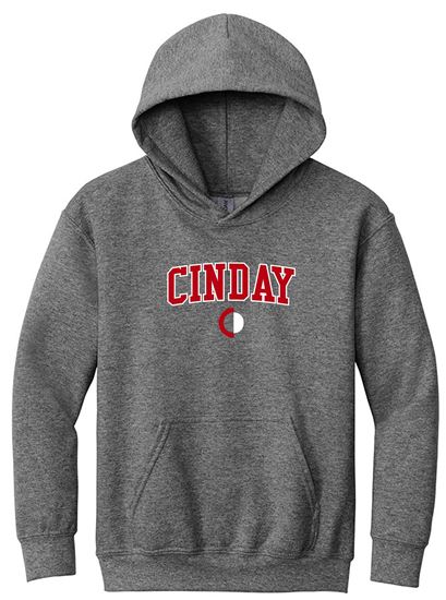 Picture of Clearance! The CinDay Academy - Youth Medium (10-12)  - Heavy Blend Hooded Sweatshirt 18500b - Graphite Heather (1 Left)