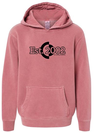 Picture of Clearance! The CinDay Academy  - 1 YS (6-8) & 1 YXL (18-20) - Pigment Dyed Hooded Sweatshirt by Independent Trading Co. PRM1500Y - Pigment Maroon - (2 Left)