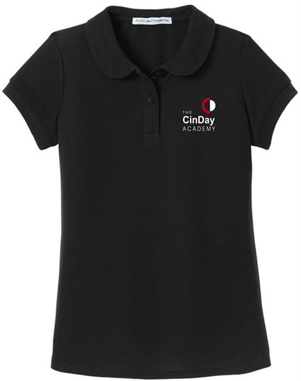 Picture of Color Being Discontinued!  The CinDay Academy - Girls - Short Sleeve Uniform Polo by Port Authority YG503 - Black - 1 Left!