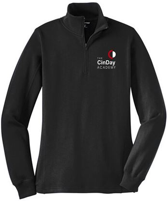 Picture of The Cinday Academy - Ladies - 1/4 Zip Sweatshirt by Sport Tek LST253 - Black, True Red, or White