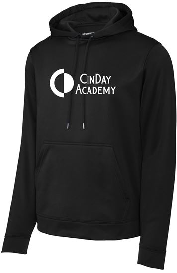 Picture of The CinDay Academy - Youth & Adult/Unisex - Sport Wick Fleece Hooded Pullover by Sport Tek (YST)F244 - Black or Deep Red