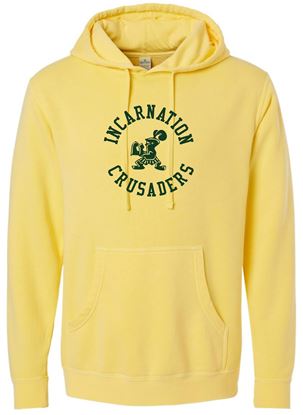 Picture of Incarnation - Adult/Unisex - Midweight Pigment Dyed Hooded Sweatshirt w/ Logo Choice by Independent Trading Co. PRM4500 - Pigment Yellow
