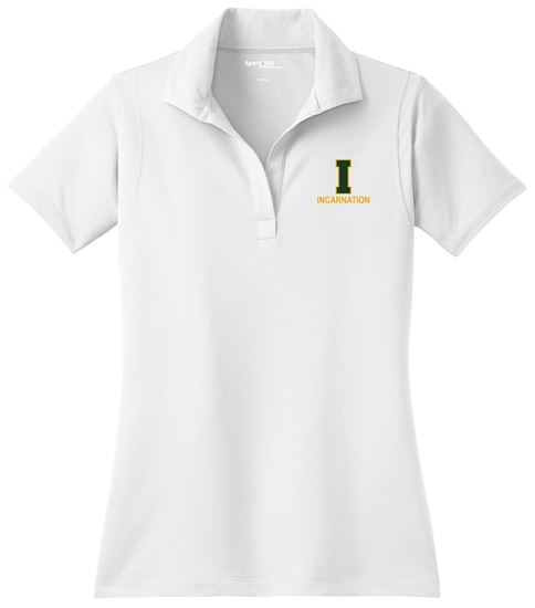 Picture of Incarnation - Ladies - Short Sleeve Polo Sport Tek LST650 - Forest Green, Gold, or White