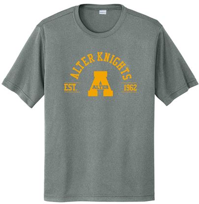Picture of Clearance! Alter High School - Adult/Unisex - Dri Fit Short Sleeve Tee w/ Arched EST. Logo by Sport Tek ST350 - Grey Concreate Heather (2 Left)