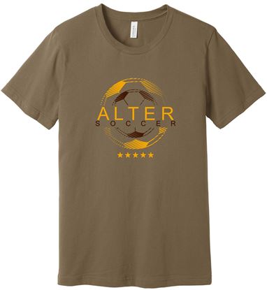 Picture of Alter Boys Soccer - Adult/Unisex - Jersey Short Sleeve Tee by Bella+Canvas BC3001 - Vintage Brown or White (Logo 1)