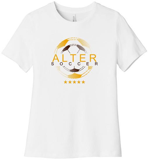 Picture of Alter Boys Soccer  - Ladies - Relaxed Short Sleeve Tee by Bella+Canvas BC6400CVC - Vintage Brown or White (Logo 1)