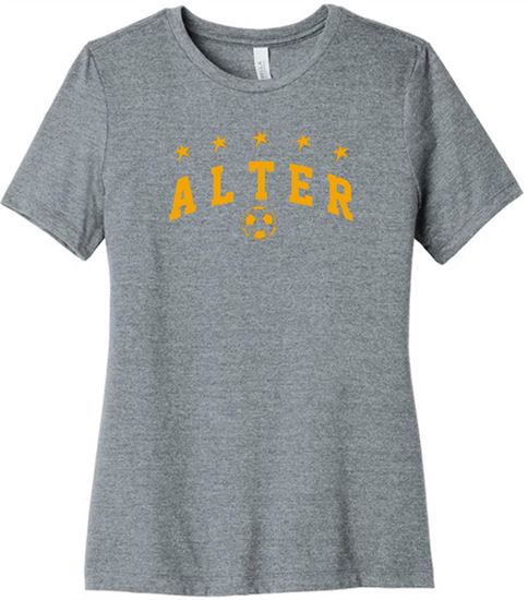 Picture of Alter Boys Soccer  - Ladies - Relaxed Short Sleeve Tee by Bella+Canvas BC6400CVC - Sports Grey or White (Logo 2)