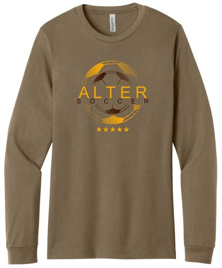 Picture of Alter Boys Soccer - Adult/Unisex - Long Sleeve Tee by Bella + Canvas BC3501CVC - Vintage Brown or White (Logo 1)
