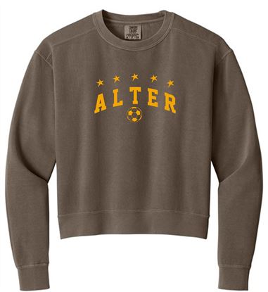 Picture of Alter Boys Soccer - Ladies - Women’s Mid-Length Crewneck Sweatshirt by Comfort Color 1566L - Espresso (Logo 2)