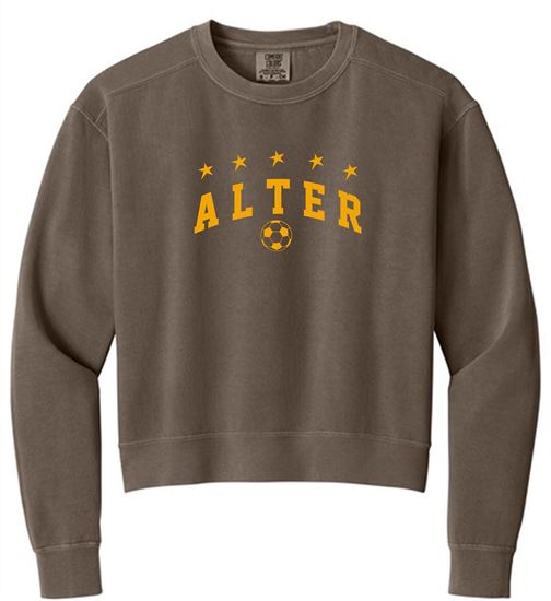 Picture of Alter Boys Soccer - Ladies - Women’s Mid-Length Crewneck Sweatshirt by Comfort Color 1566L - Espresso (Logo 2)