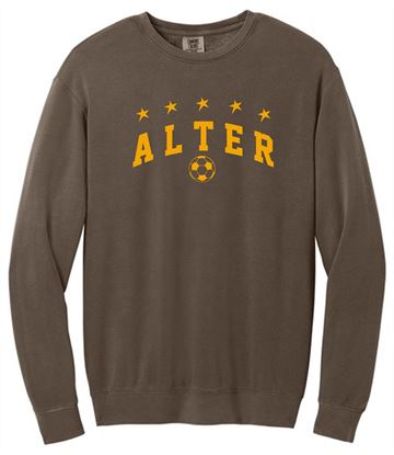 Picture of Alter Boys Soccer - Adult/Unisex - Lightweight Crewneck Sweatshirt by Comfort Colors - espresso (Logo 2)