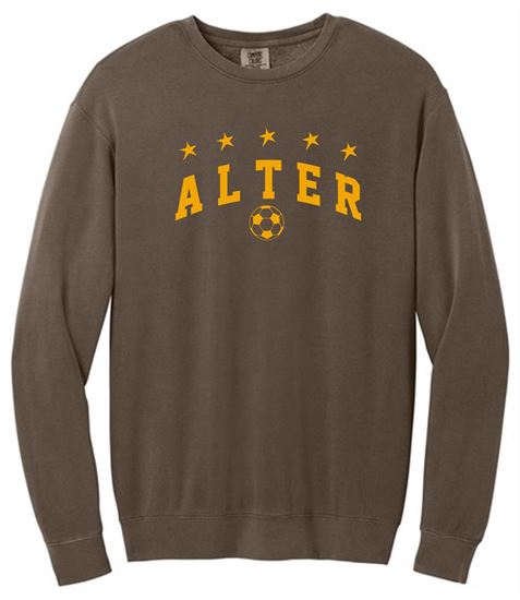 Picture of Alter Boys Soccer - Adult/Unisex - Lightweight Crewneck Sweatshirt by Comfort Colors - espresso (Logo 2)