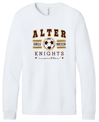 Picture of Alter Girls Soccer - Adult/Unisex - Softstyle Long Sleeve Tee by Gildan 64400 -  Sports Grey or White (Logo 1)