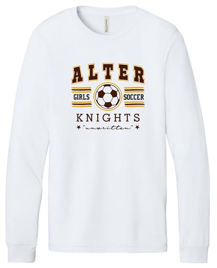 Picture of Alter Girls Soccer - Adult/Unisex - Softstyle Long Sleeve Tee by Gildan 64400 -  Sports Grey or White (Logo 1)