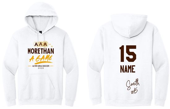 Picture of Alter Girls Soccer - Adult/Unisex - TEAM HOODIE Softstyle Midweight  Pullover Hooded Sweatshirt by Gildan SF500 - White