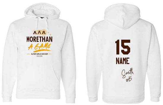 Picture of Alter Girls Soccer - Adult/Unisex - TEAM HOODIE Premium Hooded Sweatshirt by J. America 8824 - White