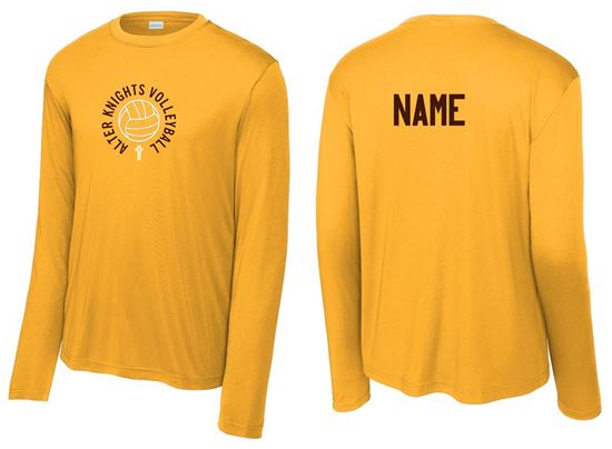 Picture of Alter Girls Volleyball - Adult/Unisex -  Team Warm Up Dri Fit Long Sleeve Tee by Sport-Tek ST350LS - Gold
