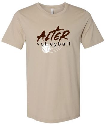 Picture of Alter Girls Volleyball - Adult/Unisex - Jersey Short Sleeve Tee by Bella+Canvas BC3001 - Sand, Solid Athletic Grey, or Vintage Brown
