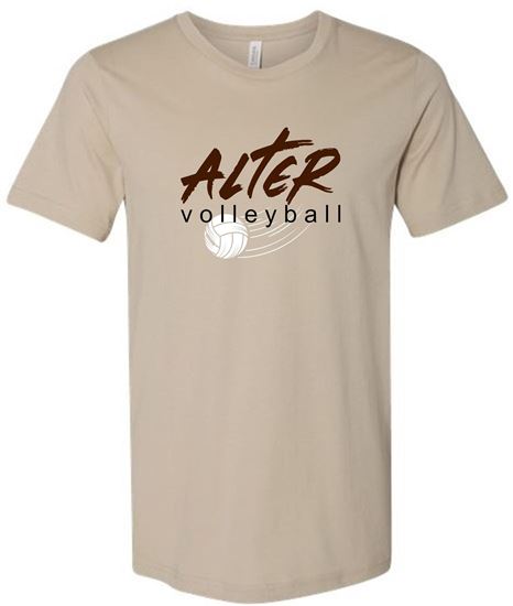 Picture of Alter Girls Volleyball - Adult/Unisex - Jersey Short Sleeve Tee by Bella+Canvas BC3001 - Sand, Solid Athletic Grey, or Vintage Brown