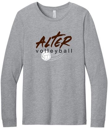 Picture of Alter Girls Volleyball - Adult/Unisex - Jersey Long Sleeve Tee by Bella+Canvas BC3501 - Sports Grey or Vintage Brown