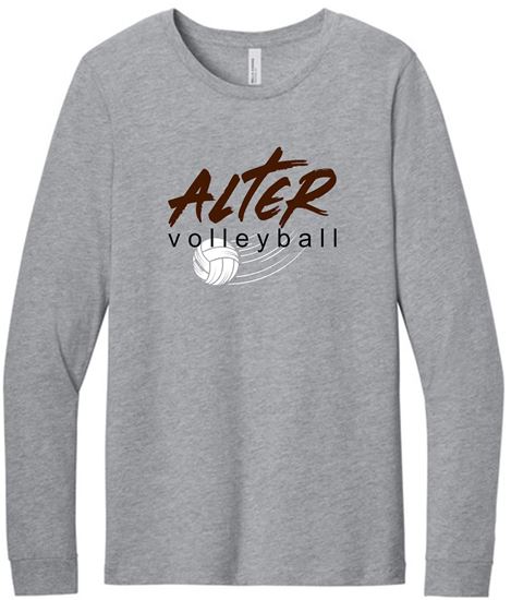 Picture of Alter Girls Volleyball - Adult/Unisex - Jersey Long Sleeve Tee by Bella+Canvas BC3501 - Sports Grey or Vintage Brown