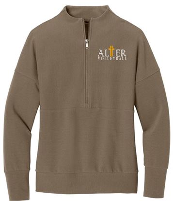 Picture of Alter Girls Volleyball - Ladies - Women's Linear Texture 1/4 Zip by Mercer+Mettle MM3041 - Warm Taupe