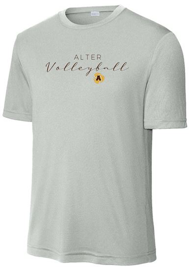 Picture of Alter Girls Volleyball  REQUIRED VARSITY ONLY - Adult/Unisex -  Dri Fit Short Sleeve Team Practice Tee by Sport Tek ST350 - Silver (P2)
