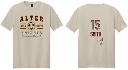 Picture of Alter Girls Soccer - Adult/Unisex - Softstyle Short Sleeve Tee by Gildan 64000 -  Sand, Sports Grey, or White (Logo 1)