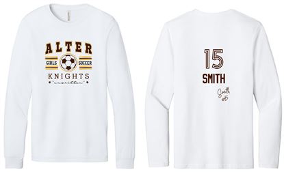 Picture of Alter Girls Soccer - Adult/Unisex - Softstyle Long Sleeve Tee by Gildan 64400 -  Sports Grey or White (Logo 1)