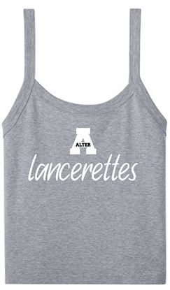 Picture of Alter Lancerettes - Ladies - Micro Rib Spaghetti Strap Tank w/ Glitter Logo by Bella+Canvas BC1012 - Athletic Heather or Solid Black Blend