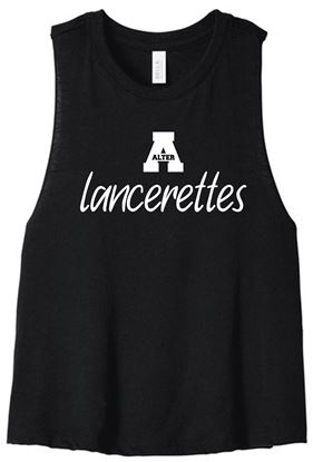 Picture of Alter Lancerettes - Ladies - Racerback Cropped Tank w/ Glitter Logo by Bella+Canvas BC6682 - Athletic Heather or Solid Black Blend