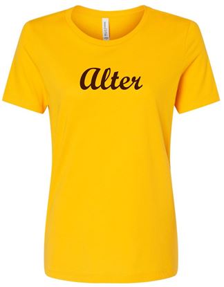 Picture of Clearance ! Alter High School  - Ladies - Jersey Short Sleeve Tee w/ Logo Choice by Bella+Canvas BC6400 - Gold  1Left!