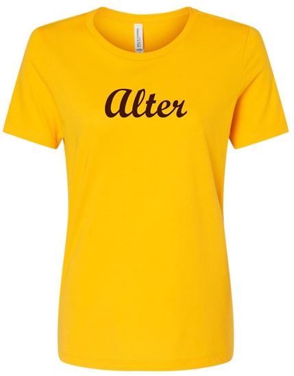 Picture of Clearance ! Alter High School  - Ladies - Jersey Short Sleeve Tee w/ Logo Choice by Bella+Canvas BC6400 - Gold  1Left!