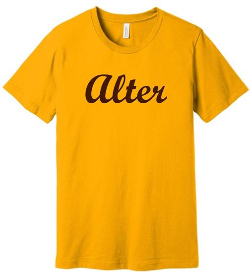 Picture of Clearance! Alter High School - Adult/Unisex - Jersey Short Sleeve Tee w/ Logo Choice by Bella+Canvas BC3001 - Gold 4 Left!