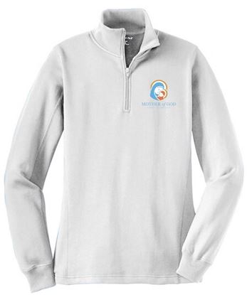 Picture of Mother of God - Ladies - 1/4 Zip Sweatshirt by Sports Tek LST253 - White