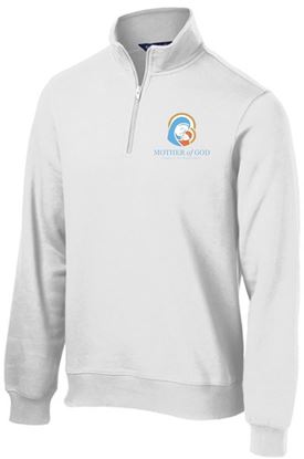 Picture of Mother of God - Adult/Unisex - 1/4 Zip Sweatshirt by Sport Tek ST253 - White