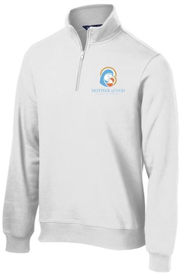 Picture of Mother of God - Adult/Unisex - 1/4 Zip Sweatshirt by Sport Tek ST253 - White