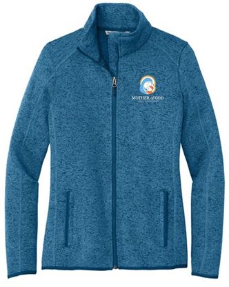 Picture of Mother of God - Ladies - Full Zip Sweater Fleece Jacket by Port Authority - L232 - Medium Blue Heather