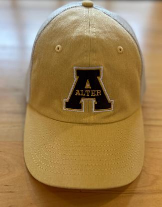Picture of Clearance! Alter - Sportsman Pigment Dyed Trucker Cap - SP510 - Mustard Yellow/Stone - 1 Left of Each Logo
