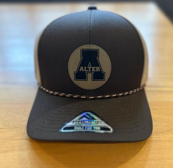 Picture of Clearance!  Alter - Pacific Headwear  W/Braid 104BR  - Brown/Khaki - 1 Left! Faux Leather Patch
