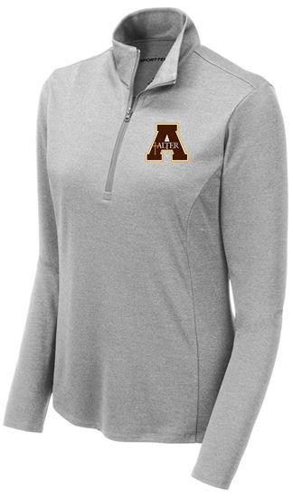 Picture of Alter - Ladies - Women's Endeavor 1/2-Zip Pullover With Logo Choice by Sport Tek LST469 - Light Grey Heather