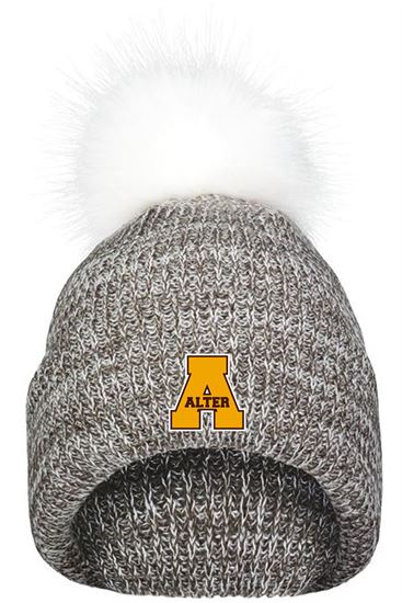 Picture of Alter - Faux Fur Pom Beanie  By Pacific Headwear P604K - Brown/ White Specks