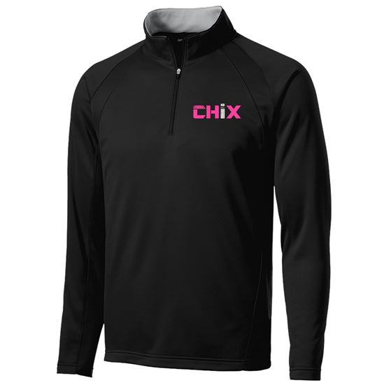 Picture of CHiX - Adult/Unisex - Sport-Wick Fleece 1/4 Zip Jacket F243 - Black/Silver