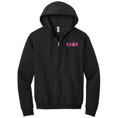 Picture of CHiX - Youth & Adult/Unisex - Full-Zip Hooded Sweatshirt by Jerzees 993M(B) - Black