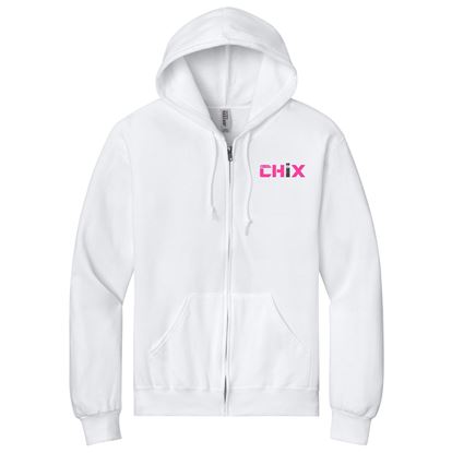 Picture of Chix - Adult/Unisex - Full-Zip Hooded Sweatshirt by Jerzees 993M - White