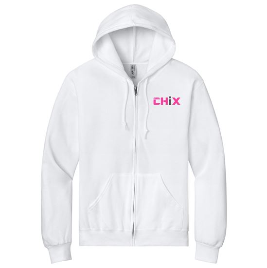 Picture of Chix - Adult/Unisex - Full-Zip Hooded Sweatshirt by Jerzees 993M - White
